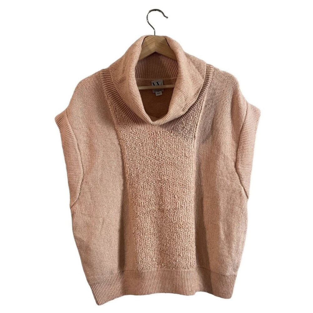 Worthington Sweater Vest Plus Size 0X Peach Cowl Turtleneck Chenille Sleeveless